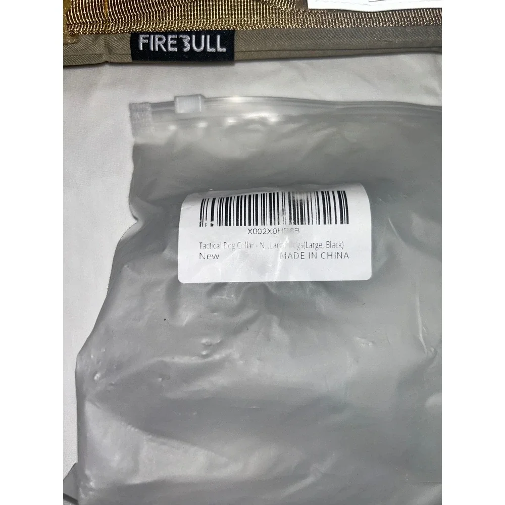 Firebull Tactical Dog Collar Large Black Nylon Military Style with Handle NWT